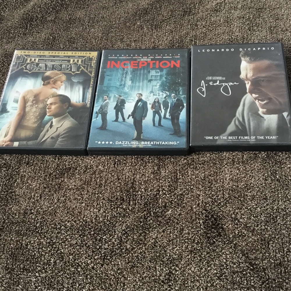 Movie DVD Collection: The Great Gatsby, Inception, and J. Edgar